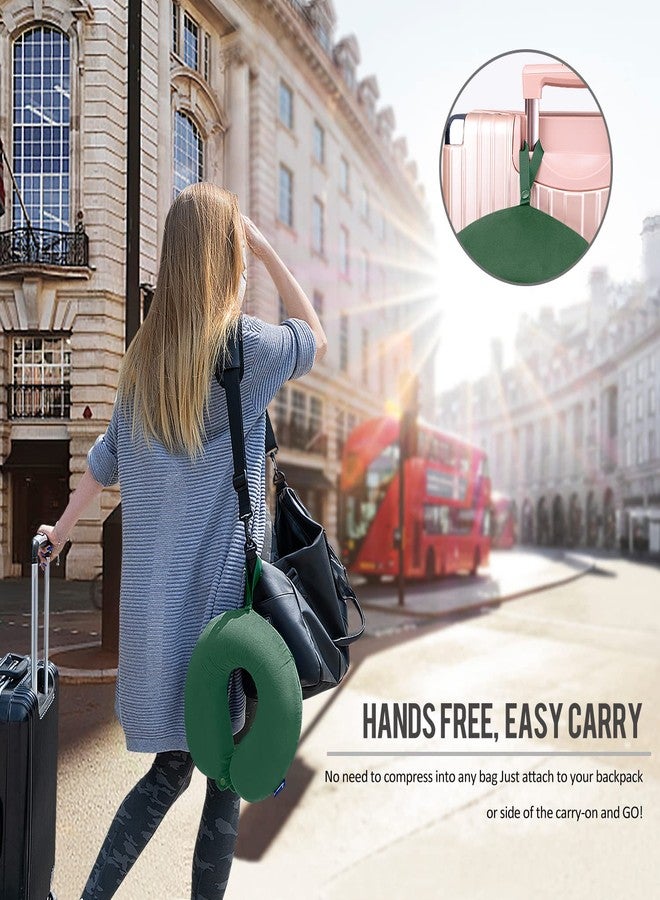 Fabuday Neck Pillow for Travel Memory Foam - Travel Pillows for Sleeping Airplane with Attachable Snap Strap Soft Washable Cover, Flight Pillow for Traveling, Car, Provide Head Neck Support Dark Green - Image 2
